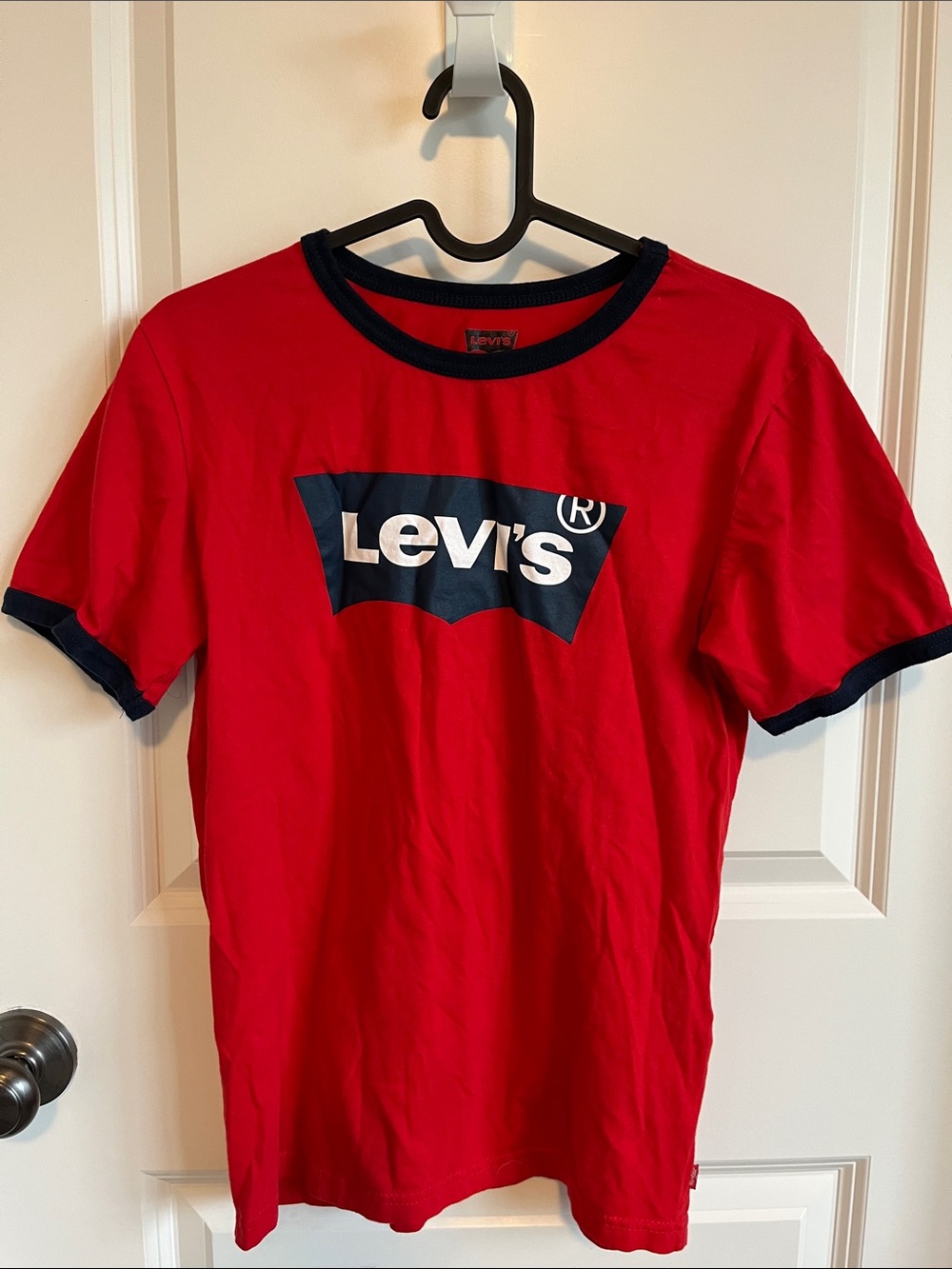 Levi's Red Tee with Navy Logo and Trim